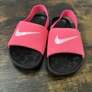 Nike Kawa Youth Slides Sandals Kids Girls Size 9C Pink & Black